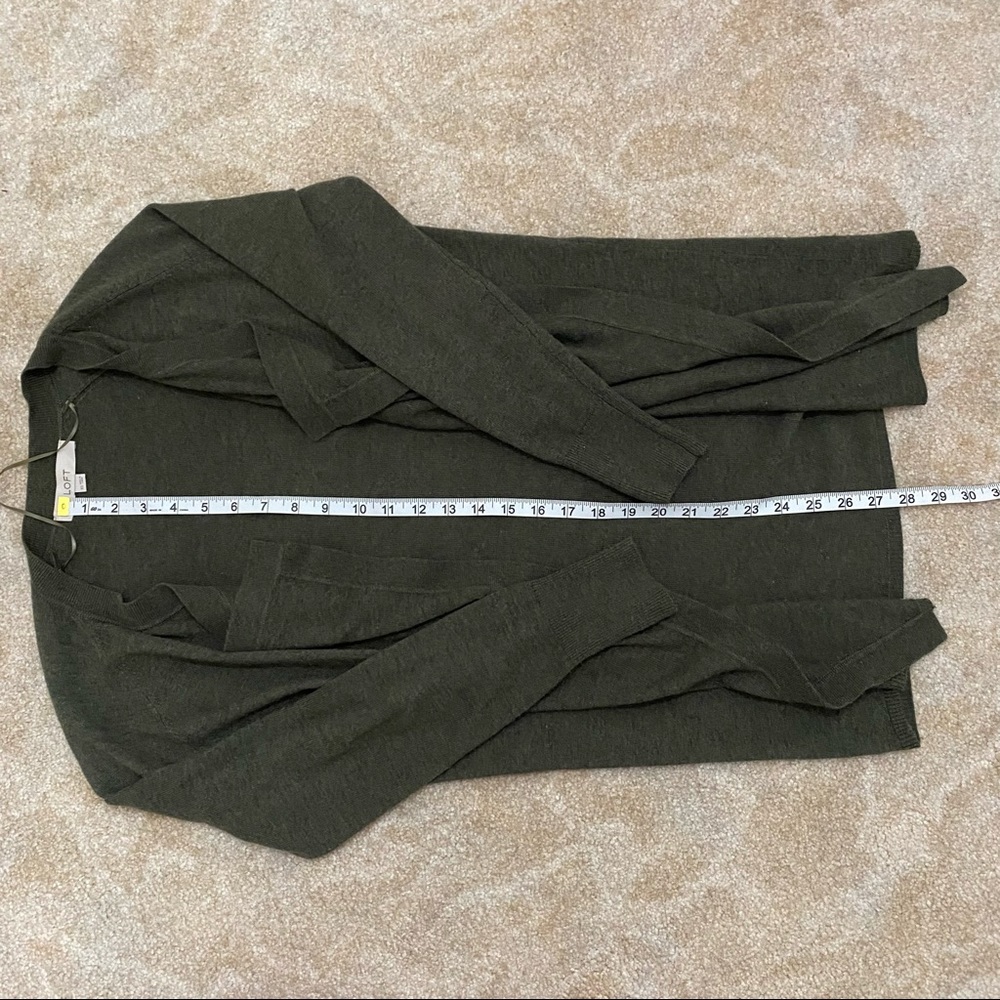 LOFT Green Draped Open Cardigan XS - Picture 8 of 10
